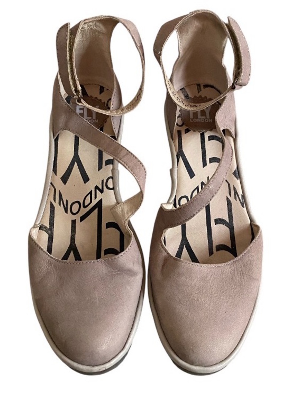 Fly London cupido khaki suede closed toe ankle strap wedge shoes - Picture 6 of 8